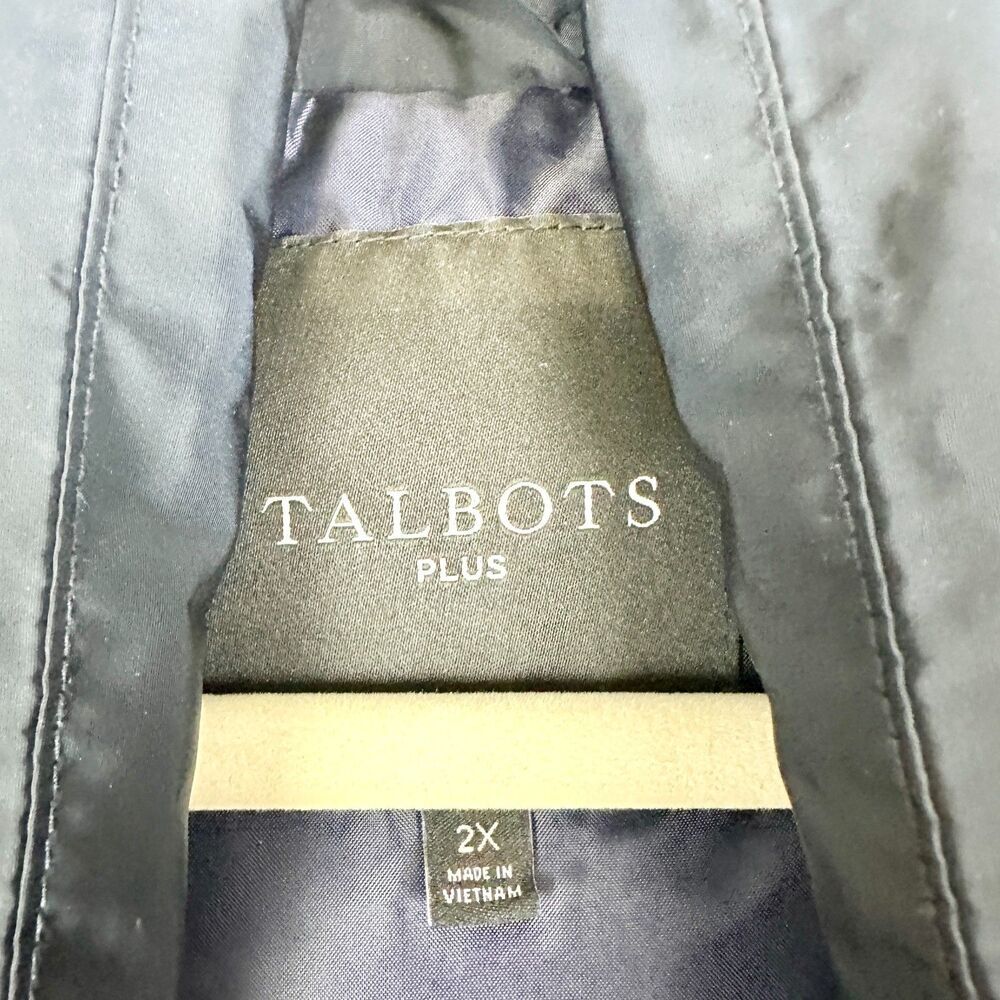 Talbots Down Puffer Vest Size 2X Navy Blue Quilted Cinch Back Full Zip Pockets - Picture 3 of 4